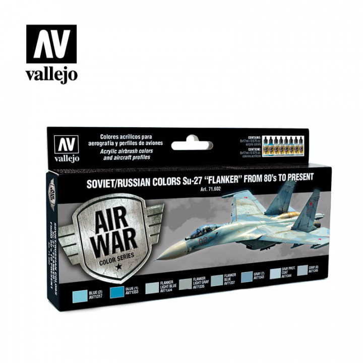 Boxart Soviet/Russian Colors Su-27 “Flanker” from 80’s to present  Vallejo Model Air