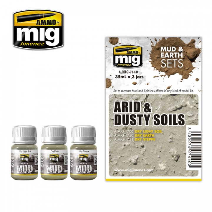 Boxart Mud & Earth Set - Arid & Dusty Soils  Ammo by Mig Jimenez