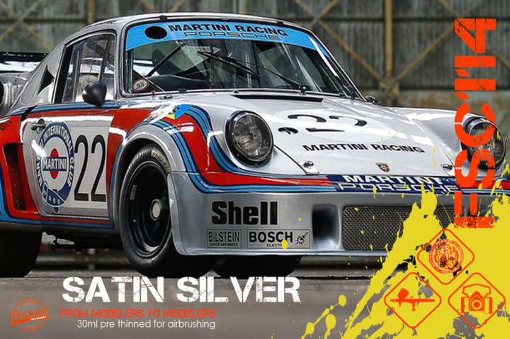 Boxart Satin Silver Porsche 911 RSR  Fire Scale Colors