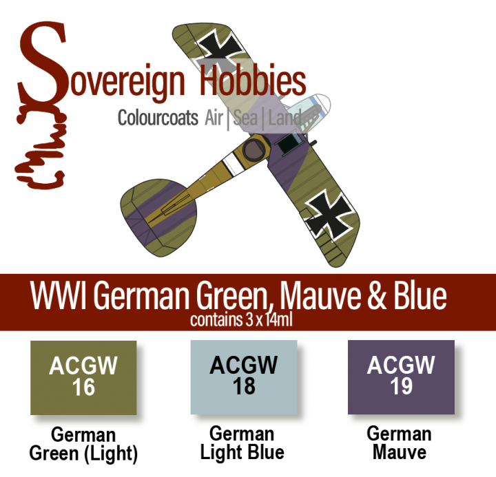 Boxart Colourcoats Set WWI German Green, Mauve & Light Blue Colours  Colourcoats (since 2014)