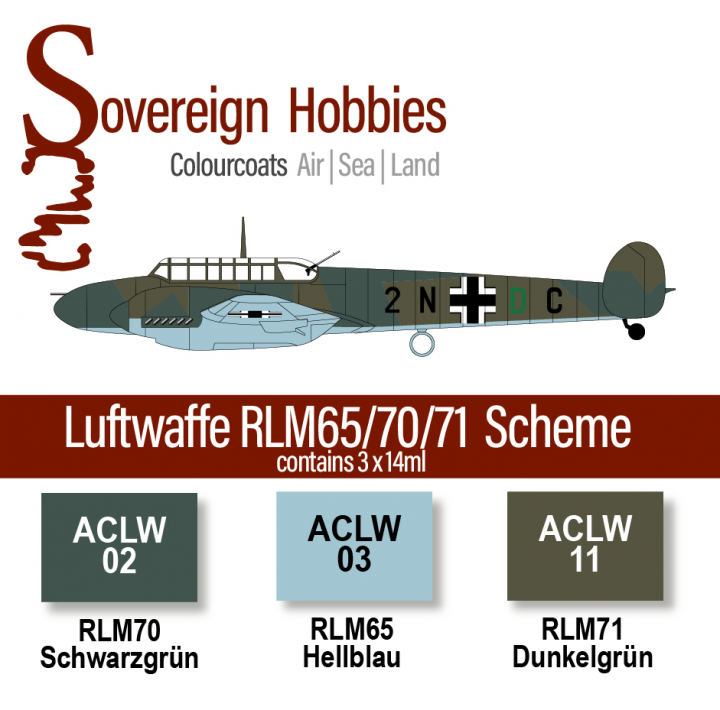 Boxart Colourcoats Set Luftwaffe RLM65/70/71 Day Bomber and Early D  Colourcoats (since 2014)
