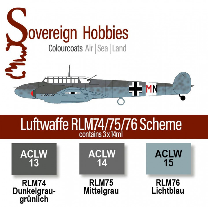 Boxart Colourcoats Set Luftwaffe RLM74/75/76 Mid-war Scheme  Colourcoats (since 2014)