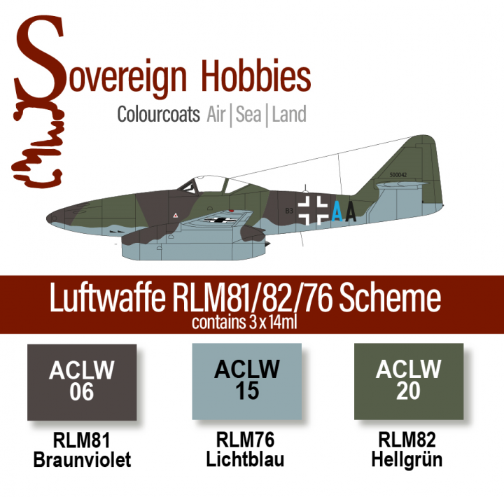 Boxart Colourcoats Set Luftwaffe RLM81/82/76 Mid-Late war Scheme  Colourcoats (since 2014)