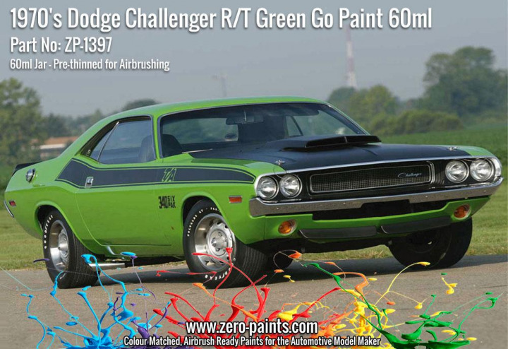 Boxart 1970's Dodge Challenger R/T green Go 60ml (pre-thinned) ZP-1397 Zero Paints