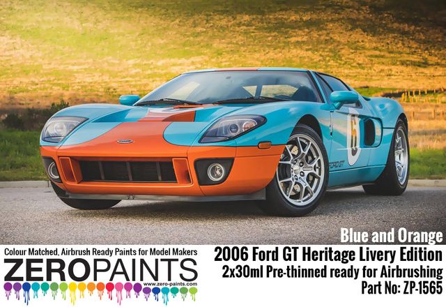 Boxart 2006 Ford GT Heritage Livery Edition Blue and Orange ZP-1565 Zero Paints