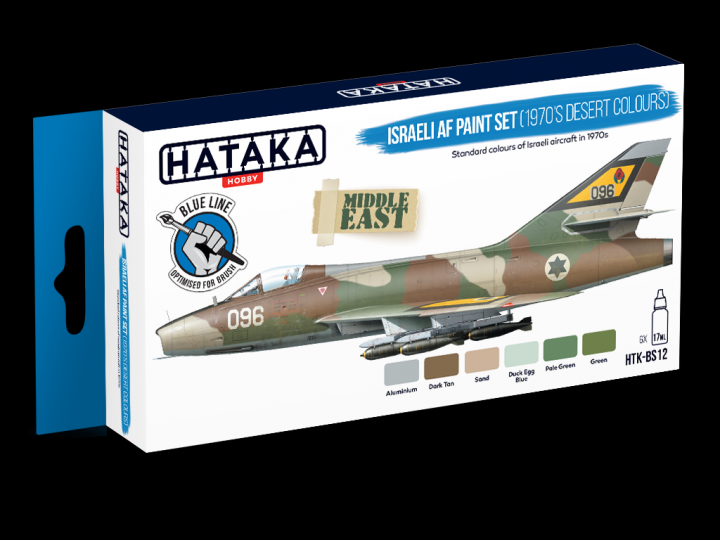 Boxart Israeli AF paint set (1970’s desert colours) HTK-BS12 Hataka Hobby Blue Line