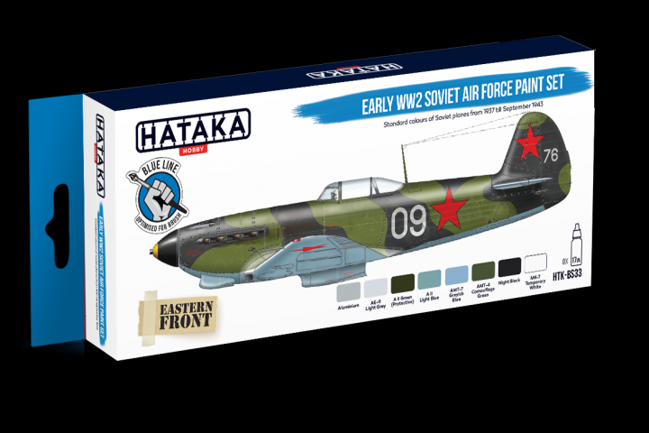 Boxart Early WW2 Soviet Air Force paint set HTK-BS33 Hataka Hobby Blue Line