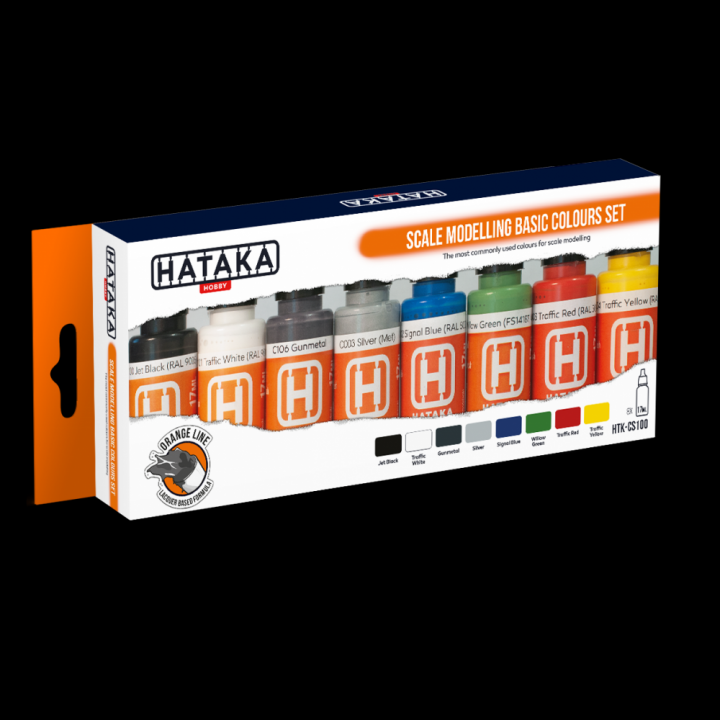 Boxart Scale modelling basic colours set HTK-CS100 Hataka Hobby Orange Line