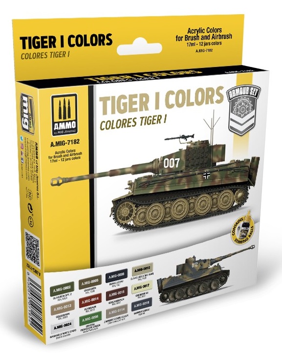Boxart Tiger I Colors Set A.MIG-7182 Ammo by Mig Jimenez