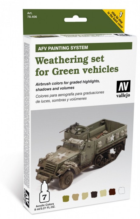 Boxart Weathering Set For Green Vehicles 78.406 Vallejo Model Air