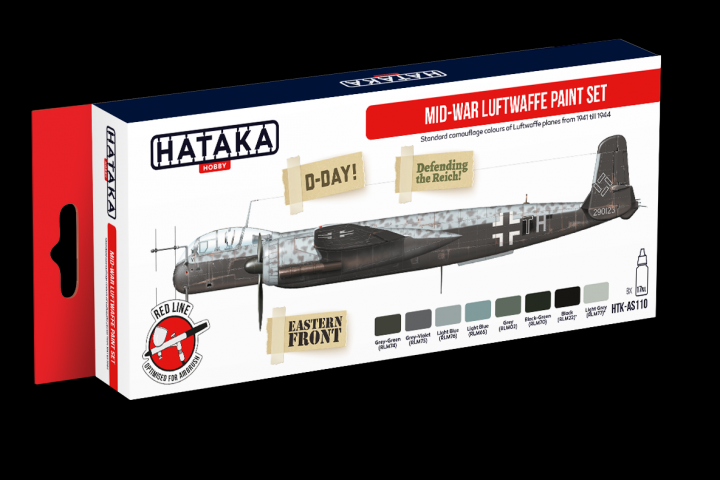 Boxart Mid-War Luftwaffe Paint Set (Red Line) HTK-AS110 Hataka Hobby Red Line