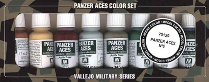 Boxart Panzer Aces Set #6 - Skin Tones, White & Splinter Camouflage 70.129 Vallejo Panzer Aces