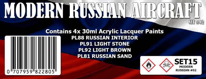 Boxart MODERN RUSSIAN AIRCRAFT #02 Colour Set (PL88, PL91, Pl92, PL SET15 SMS