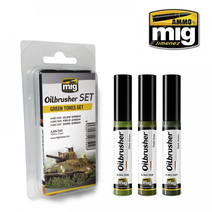 Boxart Oilbrusher - Green Tones Set  Ammo by Mig Jimenez