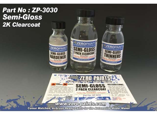 Boxart Semi-Gloss (Satin) 2 Pack Clearcoat 100ml (2K Urethane) ZP-3031 Zero Paints