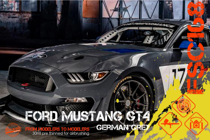 Boxart GT4 German Gray Ford Mustang  Fire Scale Colors