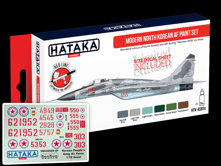 Boxart Modern North Korean AF paint set (Lim.Ed. with 1/72 decals) HTK-AS93D Hataka Hobby Red Line