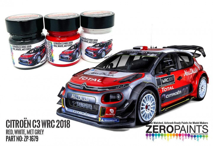 Boxart Citroën C3 WRC 2018 Red - White - Metallic Grey Paint Set  Zero Paints