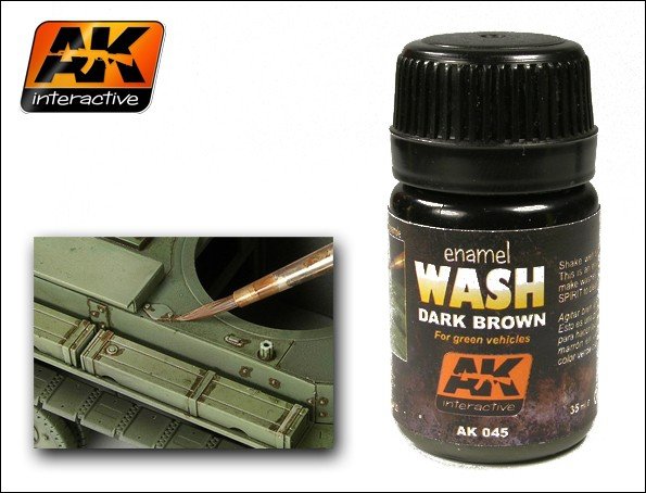 Boxart Dark Brown Wash for Green Vehicles AK 045 AK Interactive
