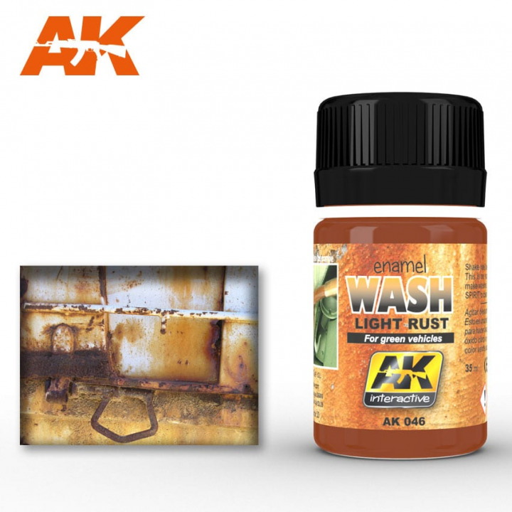 Boxart Light Rust Wash for Green Vehicles AK 046 AK Interactive