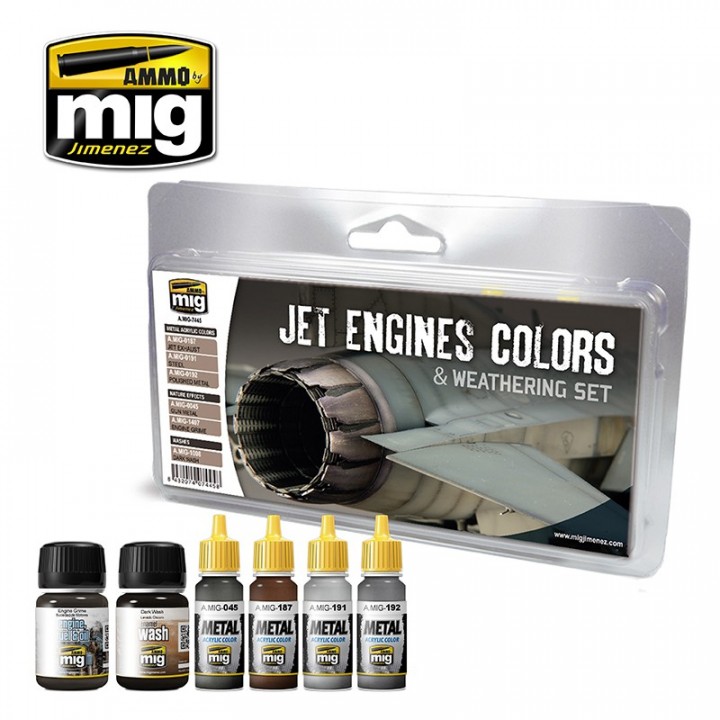 Boxart Jet Engines Colors & Weathering Set  Ammo by Mig Jimenez