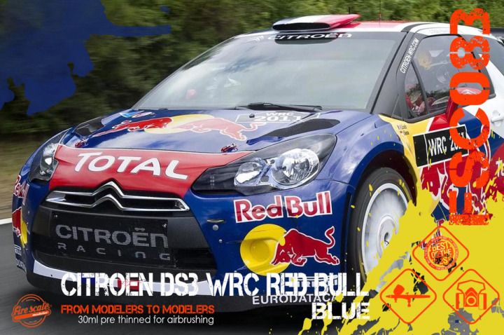 Boxart Citroen DS3 WRC Red Bull - Blue  Fire Scale Colors