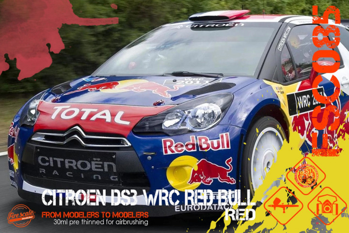 Boxart Citroen DS3 WRC Red Bull - RED  Fire Scale Colors