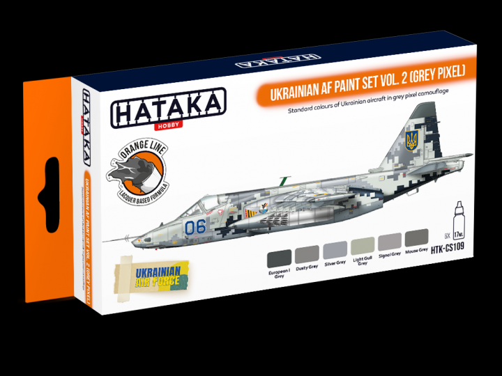 Boxart Ukrainian AF paint set vol. 2 (Grey Pixel) HTK-CS109 Hataka Hobby Orange Line