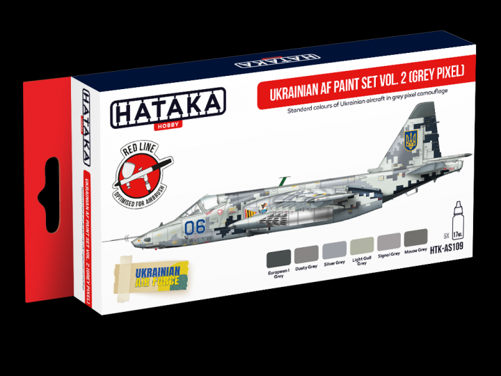 Boxart Ukrainian AF paint set vol. 2 (Grey Pixel) HTK-AS109 Hataka Hobby Red Line
