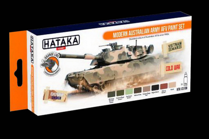 Boxart Modern Australian Army AFV paint set HTK-CS108 Hataka Hobby Orange Line Boxart Modern Australian Army AFV paint set HTK-CS108 Hataka Hobby Orange Line