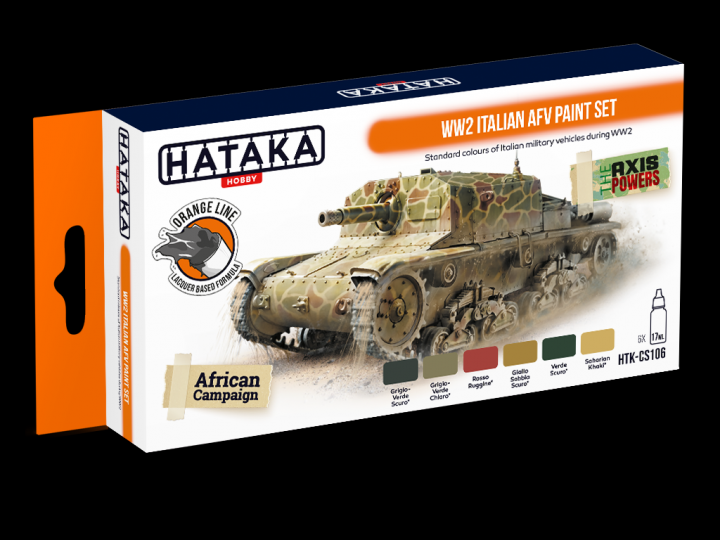Boxart WW2 Italian AFV paint set HTK-CS106 Hataka Hobby Orange Line