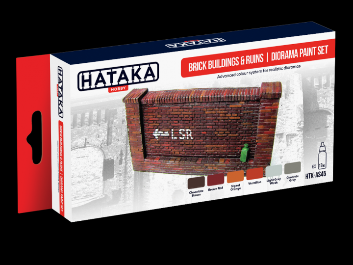 Boxart Brick buildings & ruins | diorama paint set HTK-AS45 Hataka Hobby Red Line