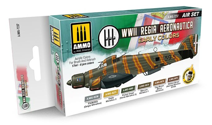 Boxart WWII Regia Aeronautica – Early Colors  Ammo by Mig Jimenez